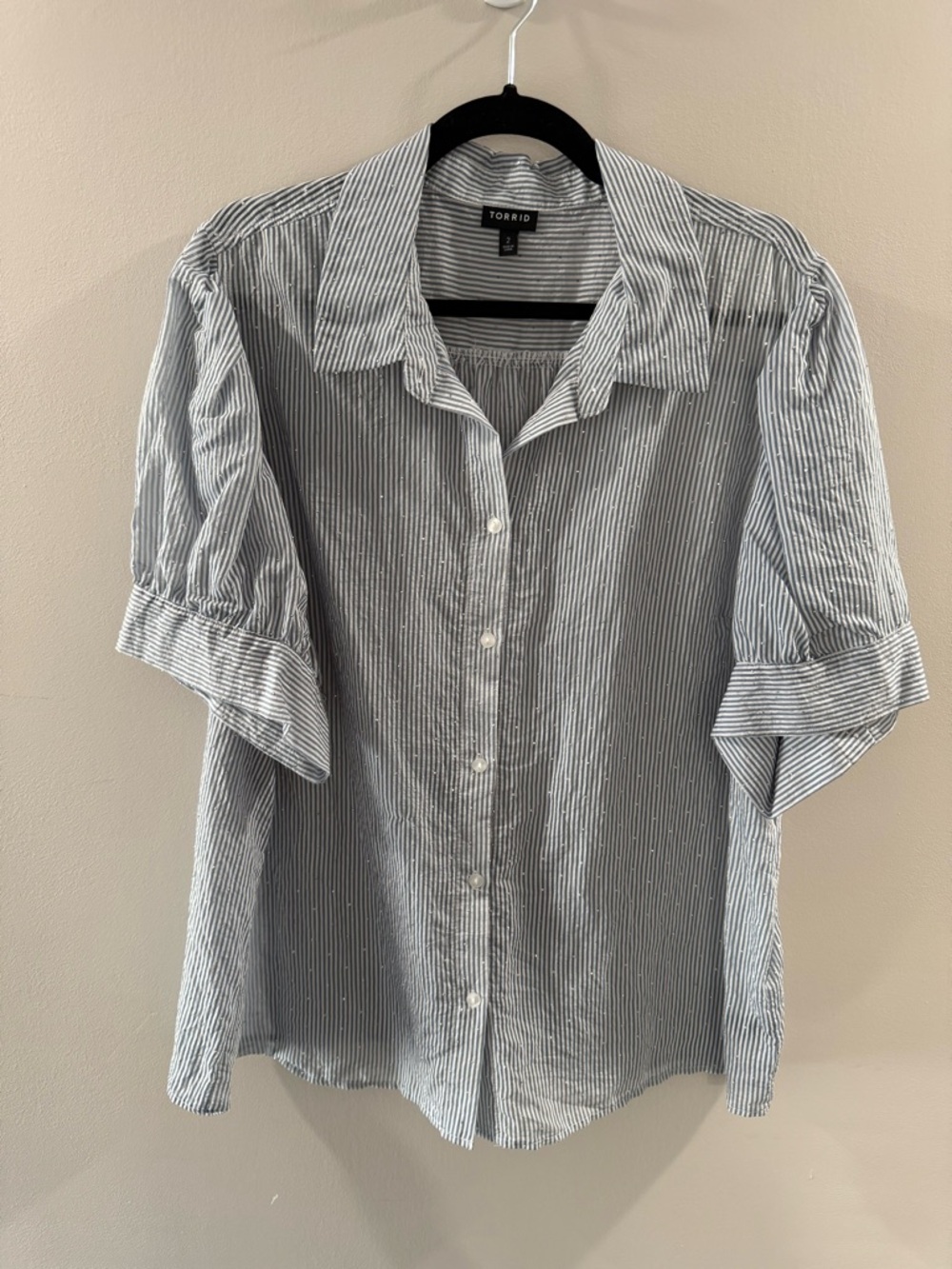 torrid Blue & White Stripe Shirt w/sparkled gems - Belle Isle Collection